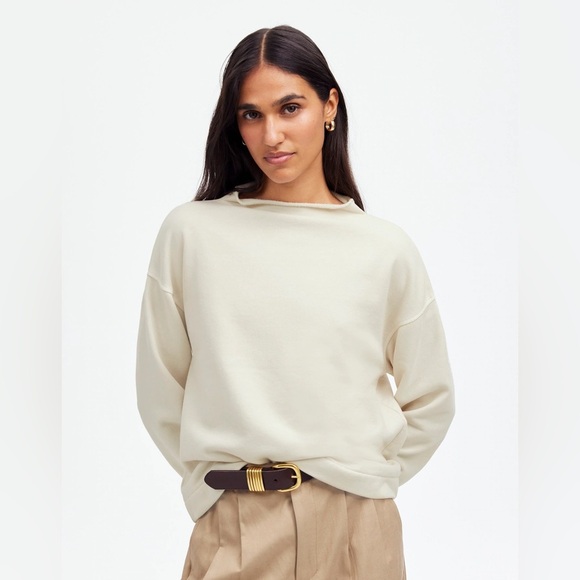 Madewell Tops - Madewell Long-Sleeve Funnel-Neck Sweatshirt in Parchment